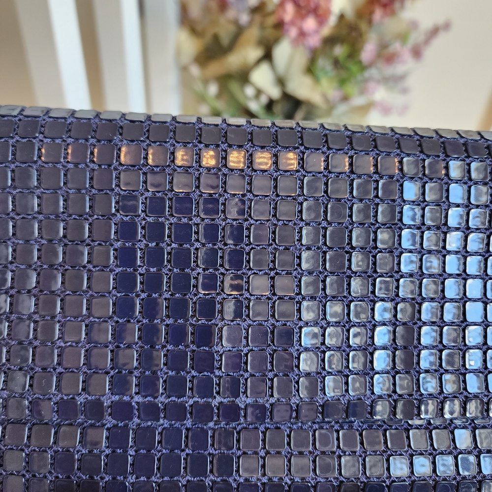 Vintage Lumured Navy Blue Evening Bag/Clutch, Piet Beading, Excellent Condition - Picture 2 of 5